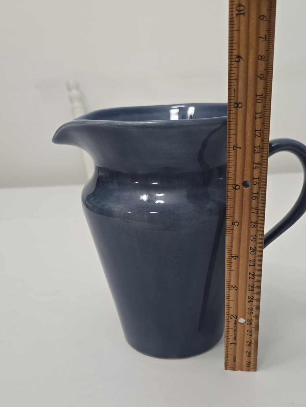 Vintage Pottery Barn Slate Blue Glazed Pitcher Made In Mexico - Picture 11 of 11